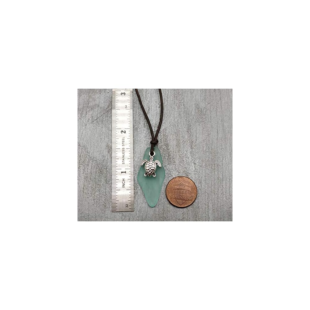 Handmade in Hawaii, Sea Glass Shard Leather Cord Unisex Necklace, Gfit for Him or Her, Various Charms