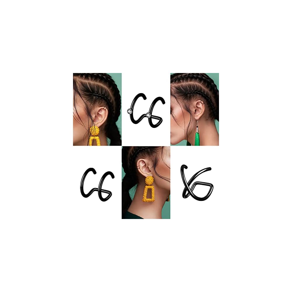 20 Pcs Ear Cuffs Wrap Clip On Earrings Women Cuff Earrings Non Piercing Cartilage Helix Hoop Earring Adjustable Fake Earrings Piercings Punk Ear Jewelry Set Black Gold Silver Rose Gold