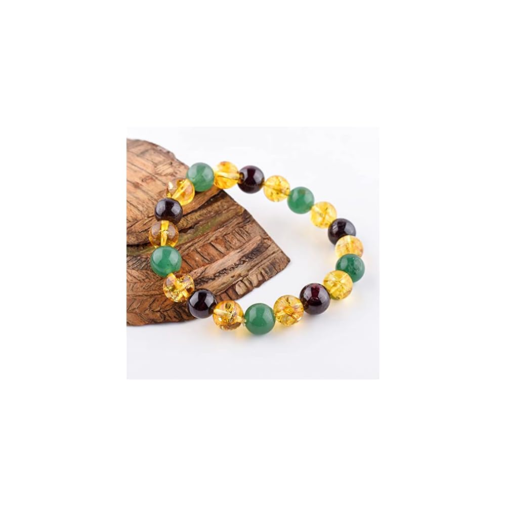 Triple Protection Bracelet - Unisex Stretchable Elastic Bracelet - Natural Gemstone Beads Dainty Men-Women Jewelry, Birthstone, Healing, Chakra, Yoga Balancing, Reiki