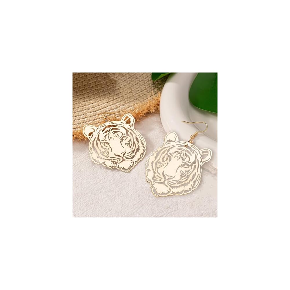 Gold Tiger Earrings Handmade Mascot Football Team Spirit Earrings Fashion Retro Animal Inspired Jewelry Bohemian Lucky Gift