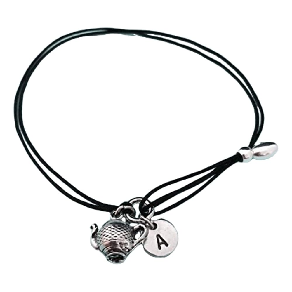 Teapot cord bracelet, teapot charm bracelet, adjustable bracelet, charm bracelet, personalized bracelet, initial bracelet, monogram