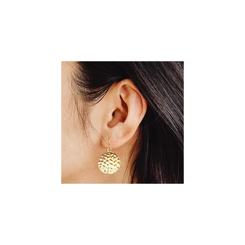 Hypoallergenic Handmade Earrings, 18mm Disc Dangle Earrings, Circle Earrings for Women, Drop Earrings Fashion Trendy