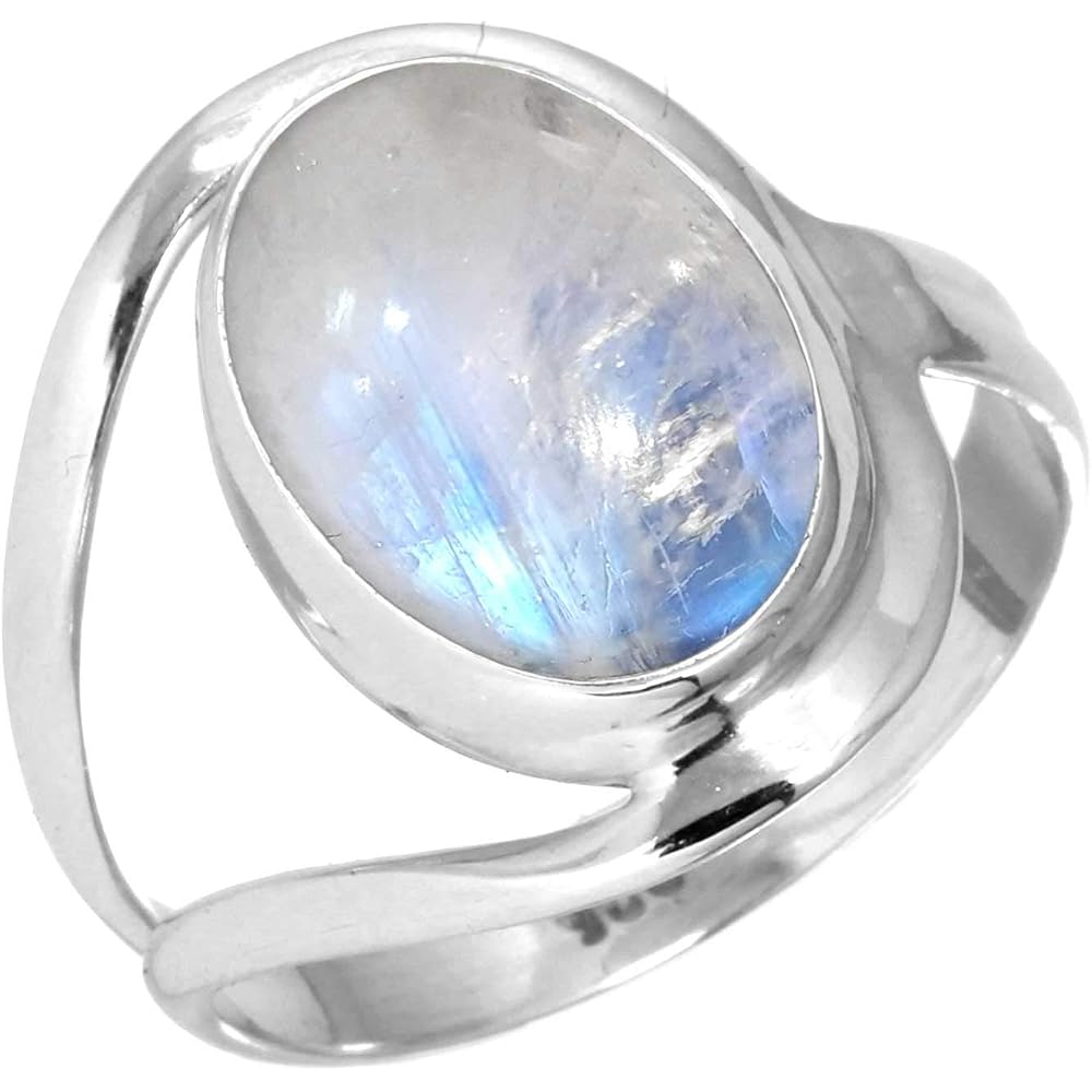 JEWELOPORIUM Natural Gemstone Ring For Women Pearl, Tiger Eye, Lapis, Crystal Oval Boho Genuine 925 Sterling Silver Handmade Jewelry
