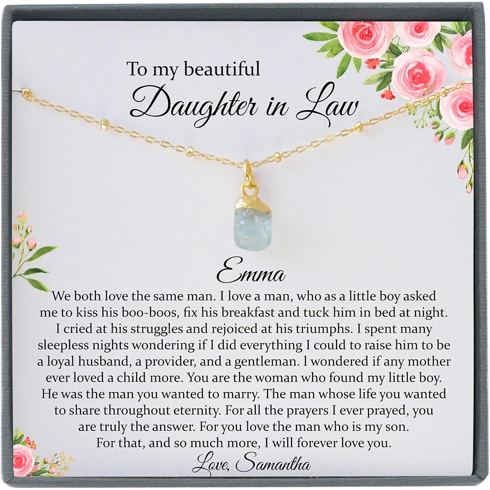 Be Wished Daughter in Law Gifts from Mother in Law, Wedding Day to Bride, Birthday or Holiday Handmade Necklace with Meaningful Message, Ready to Give Jewelry